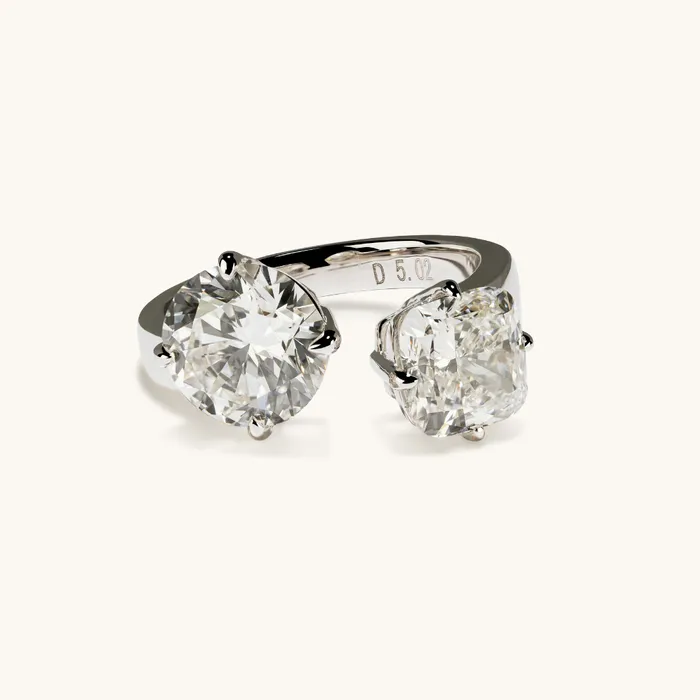 Happy Jewelers Rings Round and Cushion Toi et Moi Lab Diamond Engagement Ring Happy Jewelers Rings Round and Cushion Toi et Moi Lab Diamond Engagement Ring