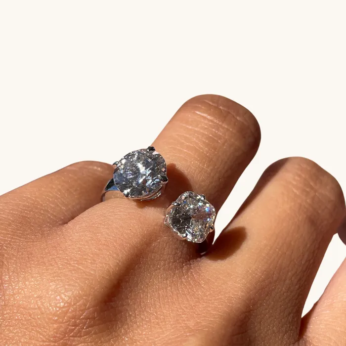 Happy Jewelers Rings Round and Cushion Toi et Moi Lab Diamond Engagement Ring