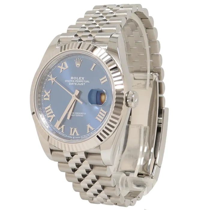 Happy Jewelers Rolex Datejust Stainless Steel 41mm Blue Roman Dial Watch Reference 126334 Watches