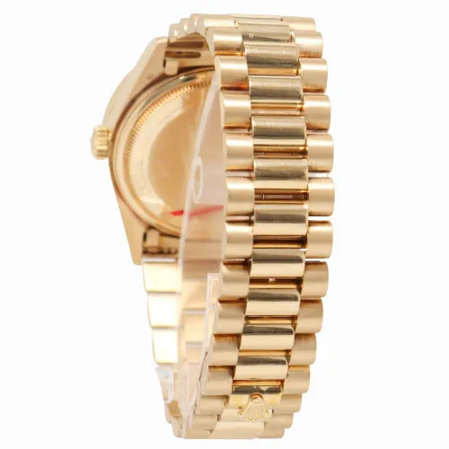 Happy Jewelers Rolex Day Date Yellow Gold 36mm Champagne Diamond Dial Watch Reference 18038 Watches