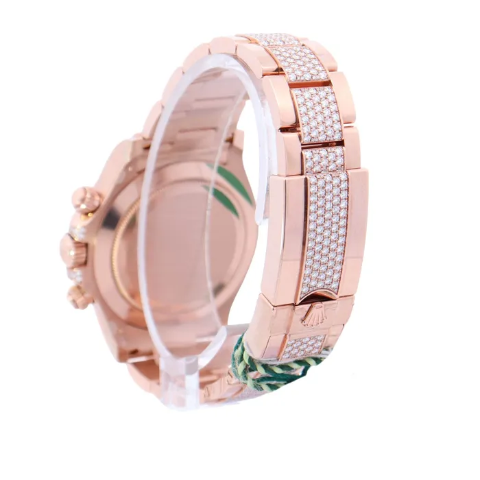 Happy Jewelers Rolex Daytona Factory Rainbow 40mm Rose Gold Factory Pave Diamond Dial Watch Ref 116595RBOW Watches