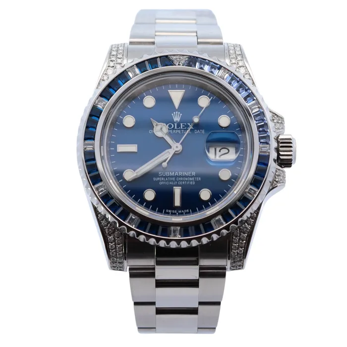 Happy Jewelers Rolex Submariner Stainless Steel 40mm Aftermarket Blue Dot Dial Watch Reference 116610LN Watches Happy Jewelers Rolex Submariner Stainless Steel 40mm Aftermarket Blue Dot Dial Watch Reference 116610LN Watches