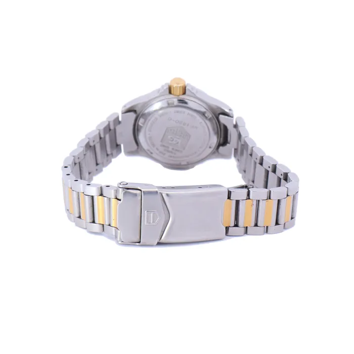 Happy Jewelers Tag Heuer 4000 Yellow Gold and Stainless Steel 28mm White Stick Dial Watch Ref WF1420 Earrings
