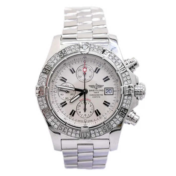 Happy Jewelers Watches Breitling Super Avenger 48mm White Dial Watch Ref A13380 Happy Jewelers Watches Breitling Super Avenger 48mm White Dial Watch Ref A13380