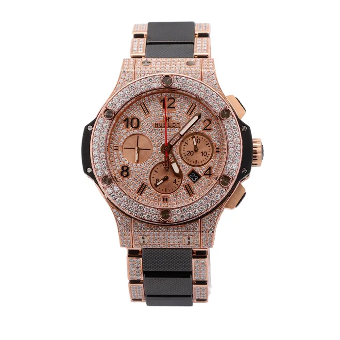 Happy Jewelers Watches Hublot Big Bang Rose Gold 44mm Custom Pave Diamond Dial Watch Reference 301PB131PB Happy Jewelers Watches Hublot Big Bang Rose Gold 44mm Custom Pave Diamond Dial Watch Reference 301PB131PB