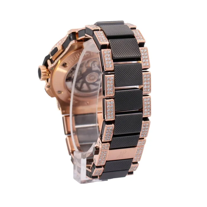 Happy Jewelers Watches Hublot Big Bang Rose Gold 44mm Custom Pave Diamond Dial Watch Reference 301PB131PB