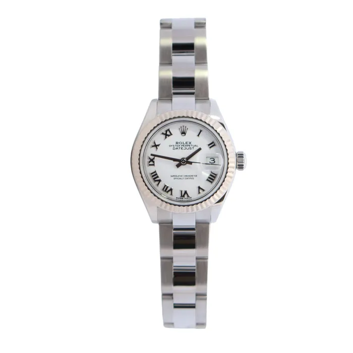 Happy Jewelers Watches Rolex Datejust 28mm White Dial Watch Ref 279174
