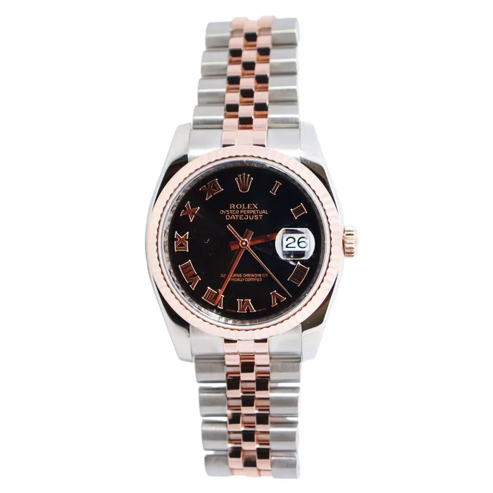 Happy Jewelers Watches Rolex Datejust 36mm Black Dial Watch Ref 116231