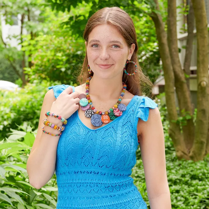 Kantha Fluid Disc Necklace WorldFinds Necklaces