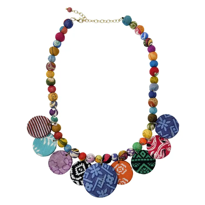 Kantha Fluid Disc Necklace WorldFinds Necklaces