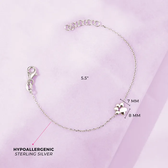 Kids Chain Link Bracelets Bracelets 55 65 Polished Dog Paw Kids Childrens Girls Bracelet Sterling Silver