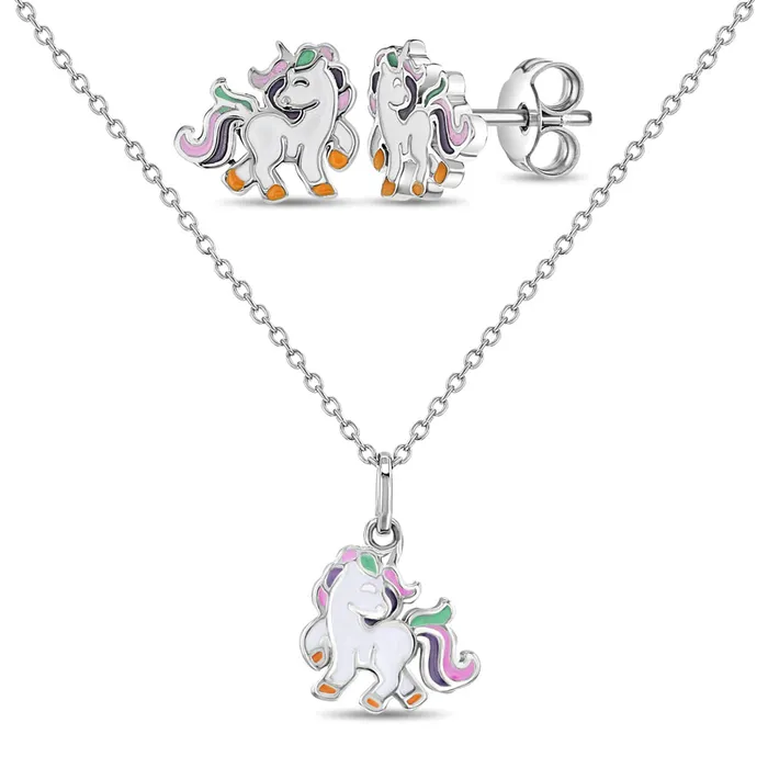 Kids Jewelry Sets Earrings Fancy Galloping Unicorn Kids Childrens Girls Jewelry Set Sterling Silver Kids Jewelry Sets Earrings Fancy Galloping Unicorn Kids Childrens Girls Jewelry Set Sterling Silver