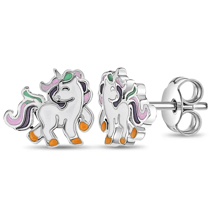 Kids Jewelry Sets Earrings Fancy Galloping Unicorn Kids Childrens Girls Jewelry Set Sterling Silver