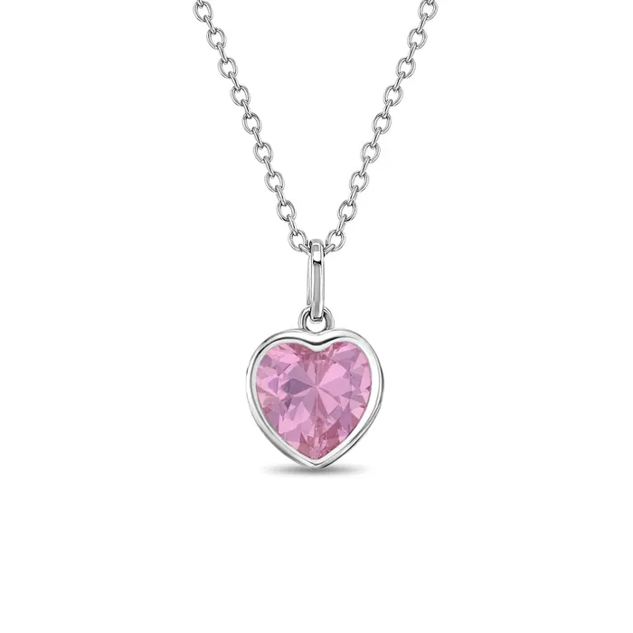 Kids Jewelry Sets Necklaces 925 Sterling Silver Simulated Tourmaline Heart Necklace Jewelry Set For Girls