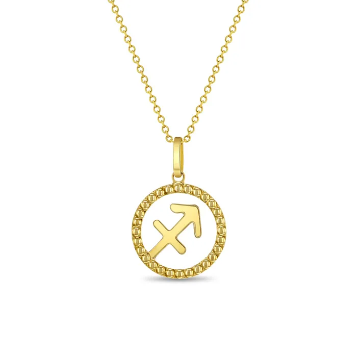 Kids Necklaces Pendants Necklaces 14k Gold Zodiac Coin Kids Childrens Girls PendantNecklace