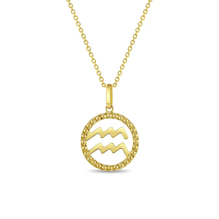 Kids Necklaces Pendants Necklaces 14k Gold Zodiac Coin Kids Childrens Girls PendantNecklace
