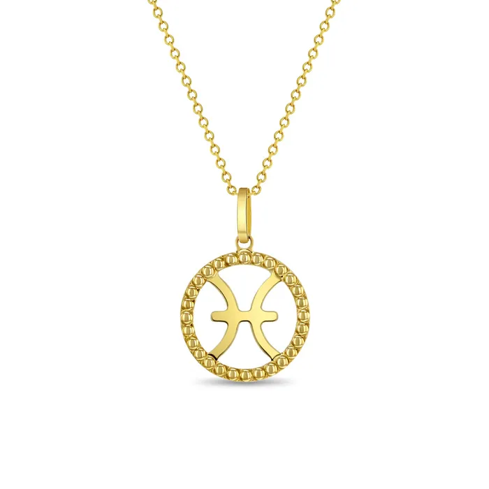Kids Necklaces Pendants Necklaces 14k Gold Zodiac Coin Kids Childrens Girls PendantNecklace
