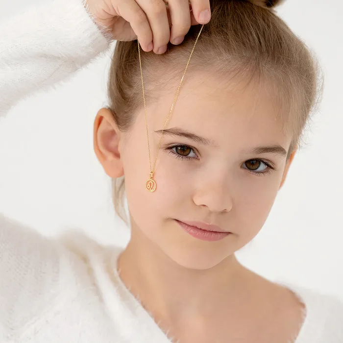 Kids Necklaces Pendants Necklaces 14k Gold Zodiac Coin Kids Childrens Girls PendantNecklace