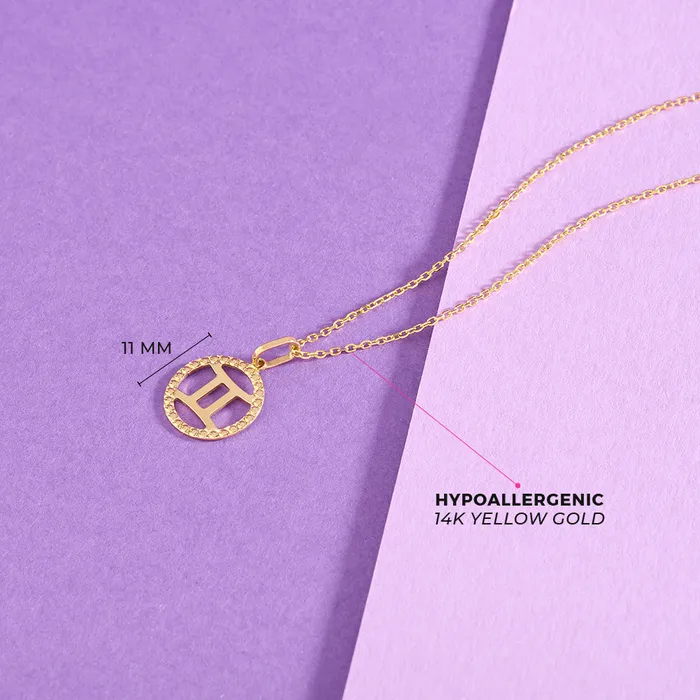 Kids Necklaces Pendants Necklaces 14k Gold Zodiac Coin Kids Childrens Girls PendantNecklace