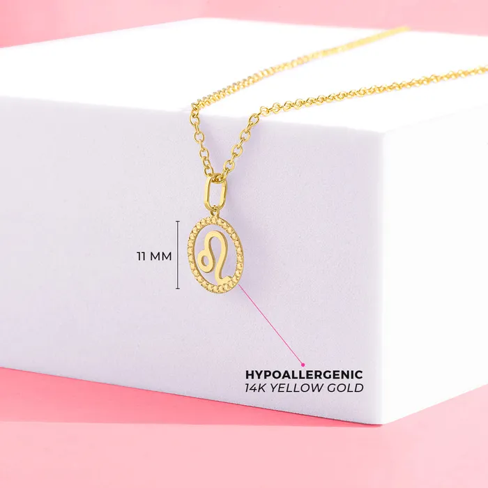 Kids Necklaces Pendants Necklaces 14k Gold Zodiac Coin Kids Childrens Girls PendantNecklace