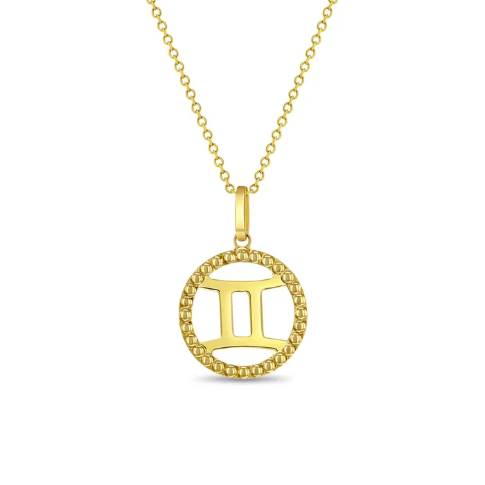 Kids Necklaces Pendants Necklaces 14k Gold Zodiac Coin Kids Childrens Girls PendantNecklace