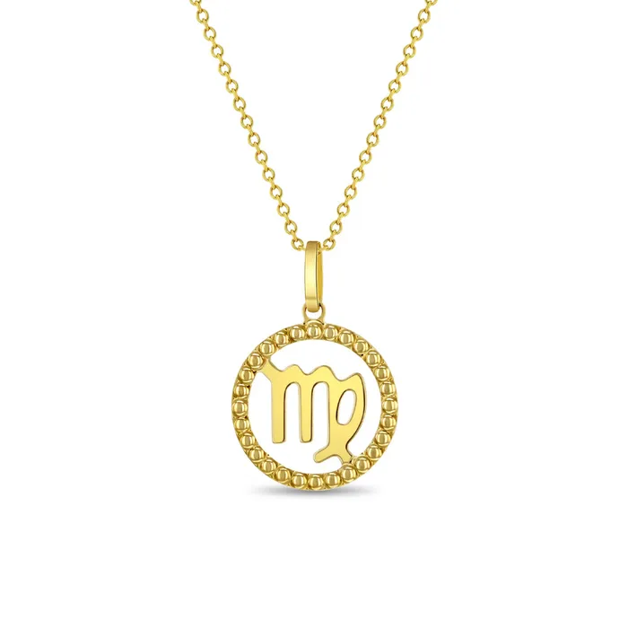 Kids Necklaces Pendants Necklaces 14k Gold Zodiac Coin Kids Childrens Girls PendantNecklace