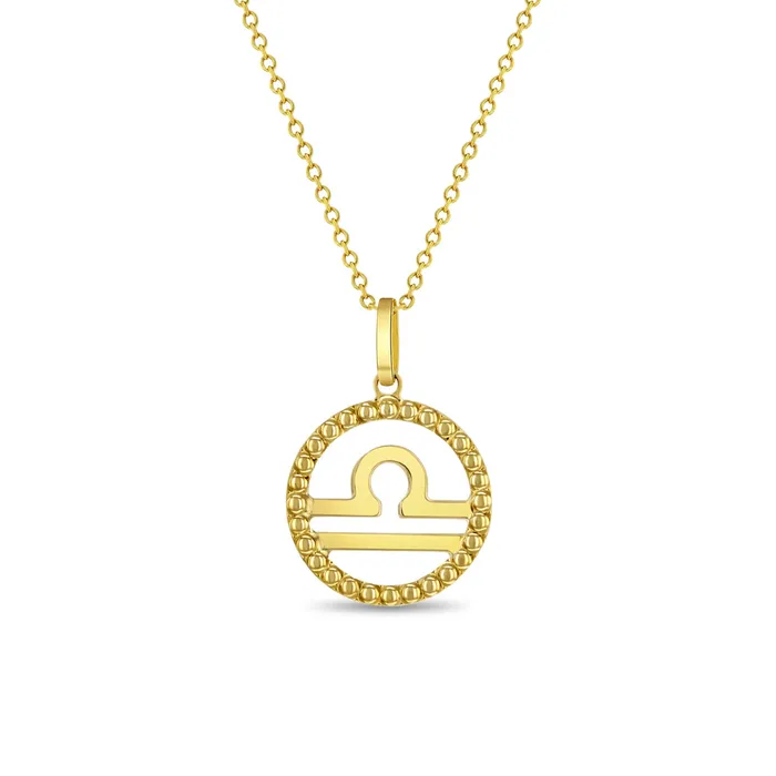 Kids Necklaces Pendants Necklaces 14k Gold Zodiac Coin Kids Childrens Girls PendantNecklace
