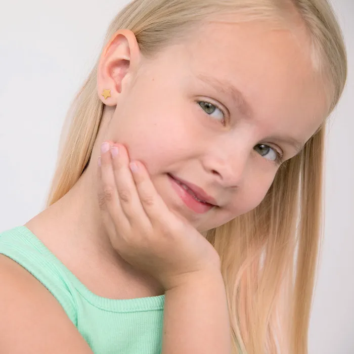 Kids Stud Earrings Earrings 14k Gold Polished Star Kids Childrens Girls Earrings