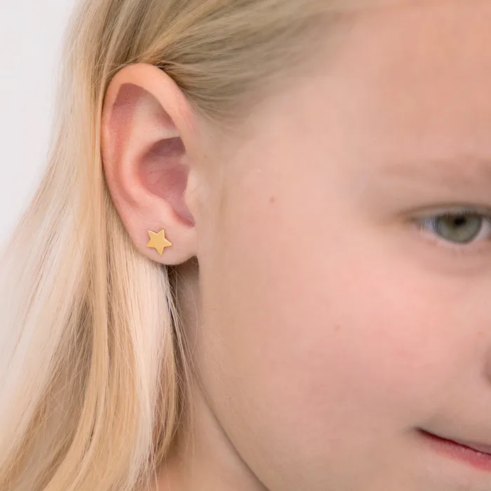 Kids Stud Earrings Earrings 14k Gold Polished Star Kids Childrens Girls Earrings