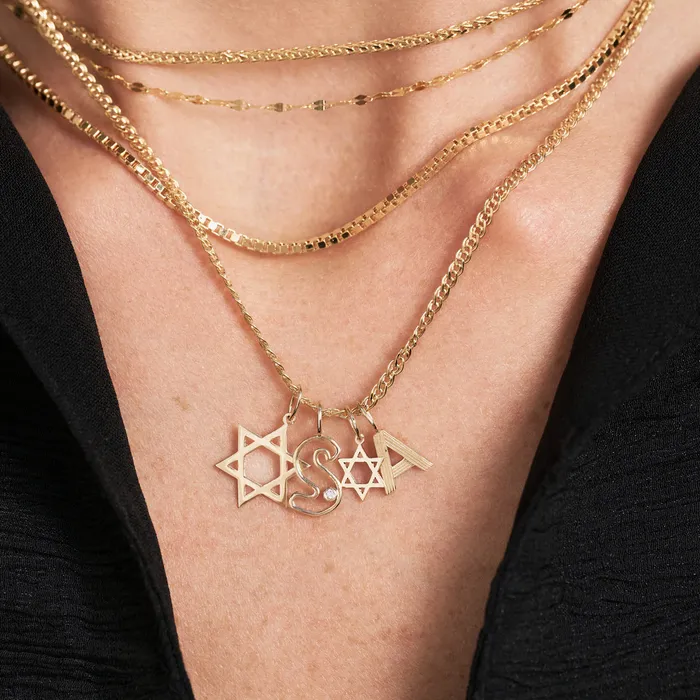 Letter Charm Gelin Diamond Charm Necklaces