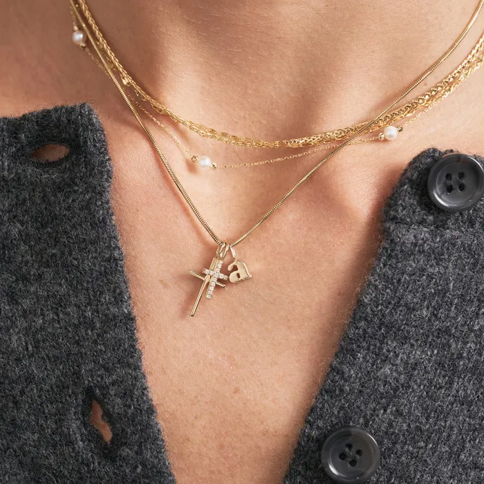 Letter Charm Gelin Diamond Charm Necklaces