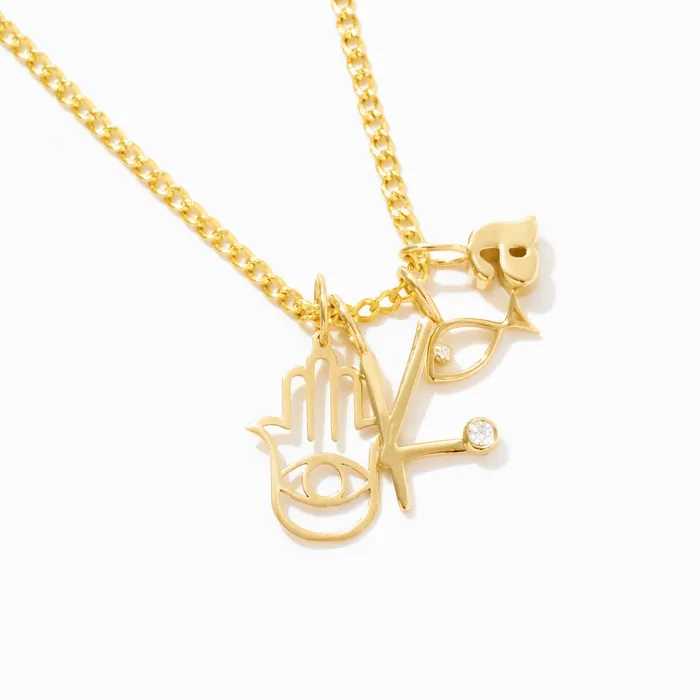 Letter Charm Gelin Diamond Charm Necklaces