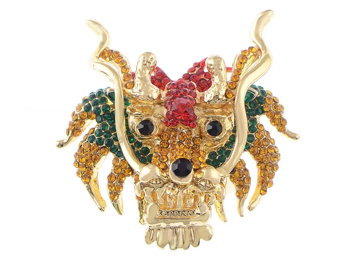 Multicolor Lunar New Year Chinese Zodiac Eastern Dragon Lion Head Ring Alilang Rings