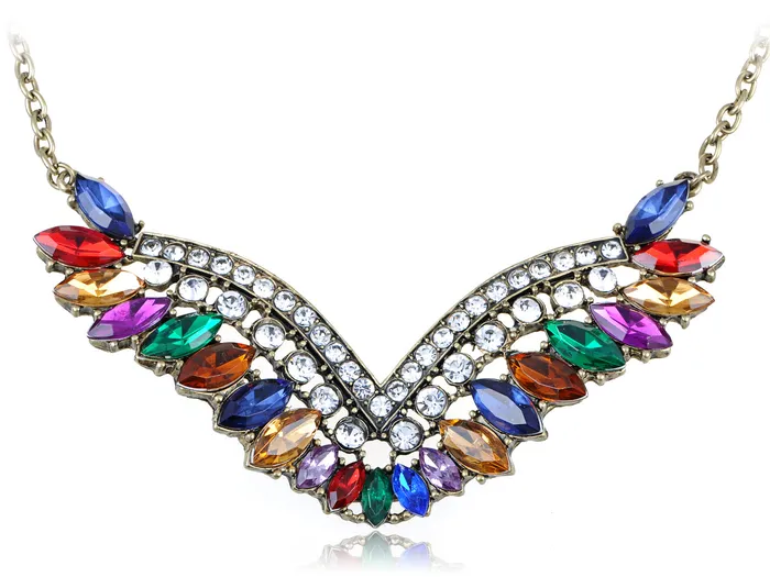 Multicoloured Tribal Rainbow Feather Winged Necklace Alilang Necklaces