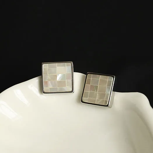 Natural Shell Mosaic Titanium Steel Earrings Refined by AnnaKaci Earrings