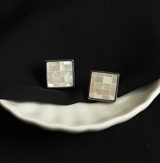 Natural Shell Mosaic Titanium Steel Earrings Refined by AnnaKaci Earrings