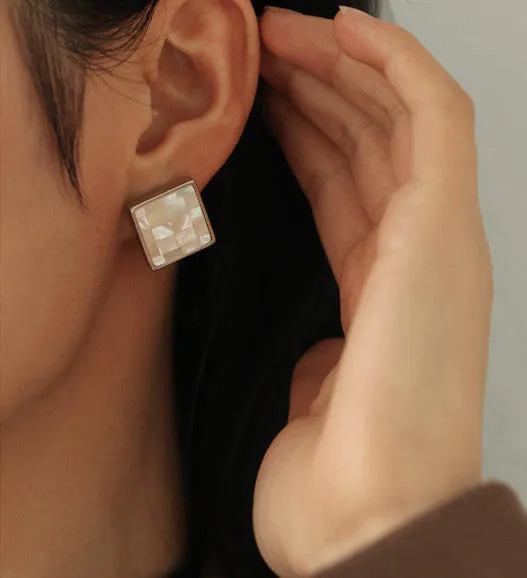 Natural Shell Mosaic Titanium Steel Earrings Refined by AnnaKaci Earrings