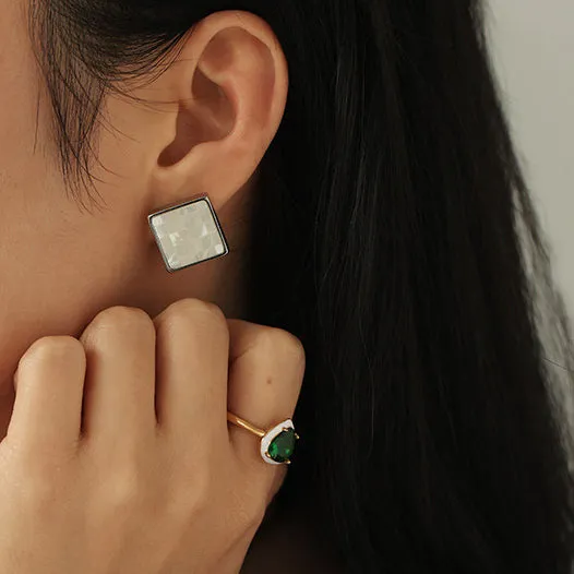 Natural Shell Mosaic Titanium Steel Earrings Refined by AnnaKaci Earrings