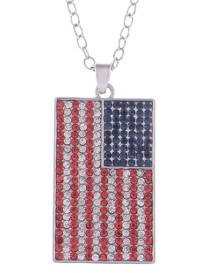 Necklaces Alilang Alilang American Flag Jewelry Red Blue Crystal Rhinestones Necklace Pendant Necklaces Alilang Alilang American Flag Jewelry Red Blue Crystal Rhinestones Necklace Pendant