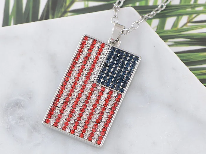 Necklaces Alilang Alilang American Flag Jewelry Red Blue Crystal Rhinestones Necklace Pendant Necklaces Alilang Alilang American Flag Jewelry Red Blue Crystal Rhinestones Necklace Pendant