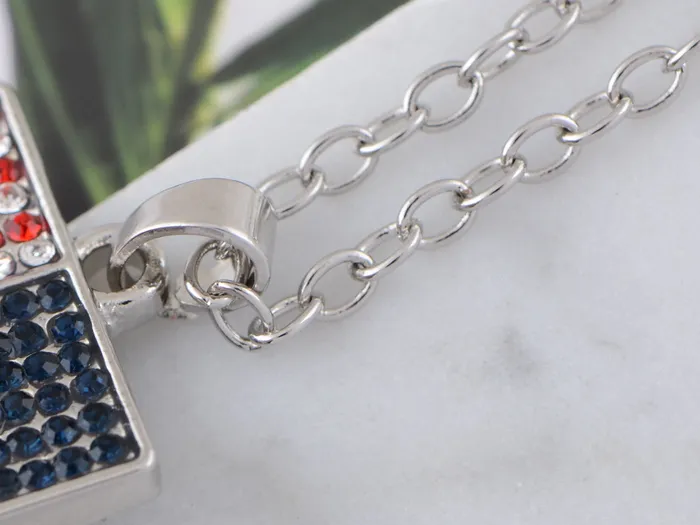 Necklaces Alilang Alilang American Flag Jewelry Red Blue Crystal Rhinestones Necklace Pendant Necklaces Alilang Alilang American Flag Jewelry Red Blue Crystal Rhinestones Necklace Pendant