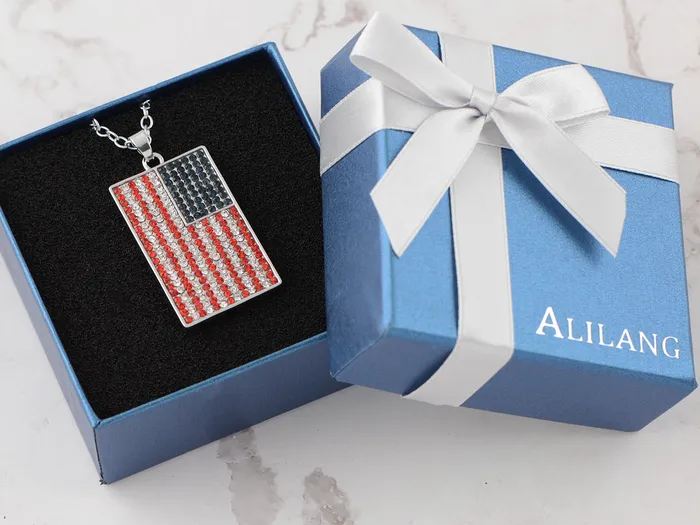 Necklaces Alilang Alilang American Flag Jewelry Red Blue Crystal Rhinestones Necklace Pendant Necklaces Alilang Alilang American Flag Jewelry Red Blue Crystal Rhinestones Necklace Pendant