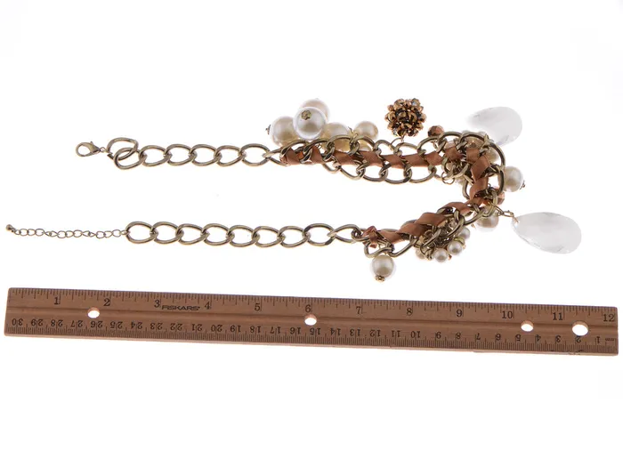 Necklaces Alilang Brown Ribbon Tear Drop Pearl Flower Bead Eclectic Trend Necklace Necklaces Alilang Brown Ribbon Tear Drop Pearl Flower Bead Eclectic Trend Necklace