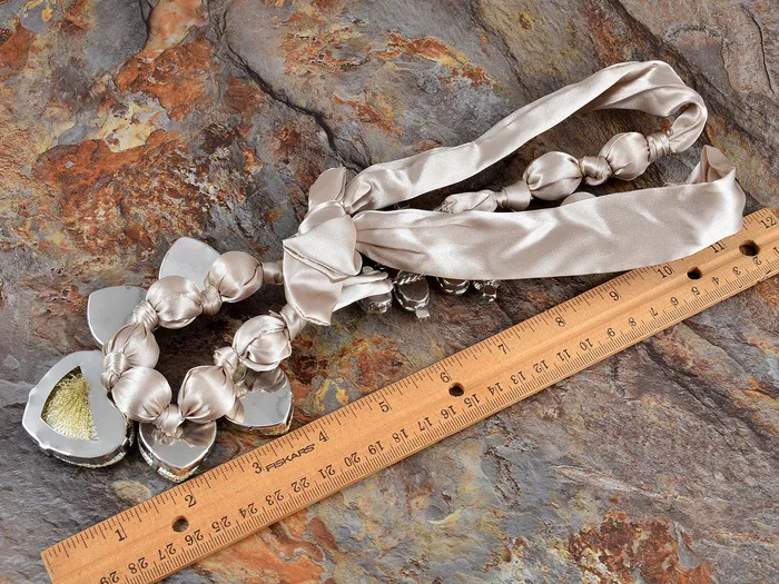 Necklaces Alilang Champagne Nude Satin Fabric Heart Shaped Gems Wrap Necklace Necklaces Alilang Champagne Nude Satin Fabric Heart Shaped Gems Wrap Necklace