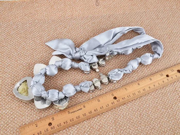 Necklaces Alilang Champagne Nude Satin Fabric Heart Shaped Gems Wrap Necklace Necklaces Alilang Champagne Nude Satin Fabric Heart Shaped Gems Wrap Necklace
