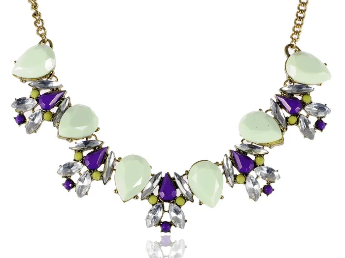 Necklaces Alilang Mint Green Colored Gems Contemporary Statement Necklace