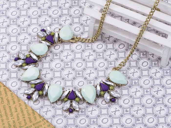 Necklaces Alilang Mint Green Colored Gems Contemporary Statement Necklace Necklaces Alilang Mint Green Colored Gems Contemporary Statement Necklace