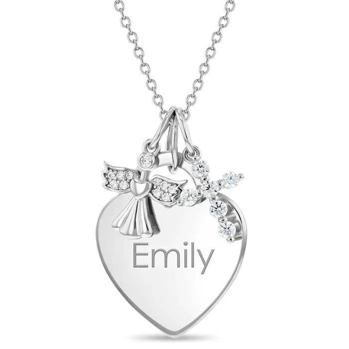 Necklaces Guardian Angel CZ Cross Heart Toddler Kids Girls PendantNecklace Engravable Personalized Sterling Silver Kids Necklaces Pendants Necklaces Guardian Angel CZ Cross Heart Toddler Kids Girls PendantNecklace Engravable Personalized Sterling Silver Kids Necklaces Pendants