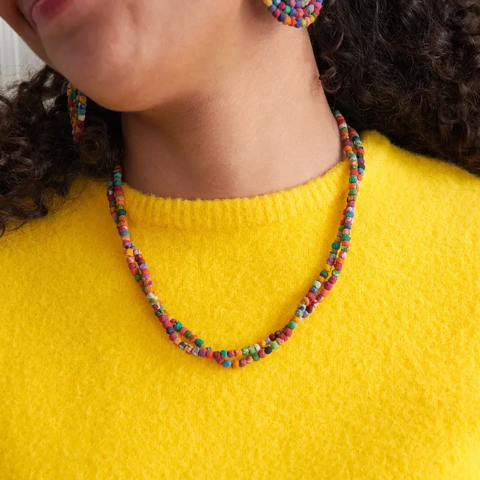 Necklaces Kantha Milieu Double Strand Necklace WorldFinds
