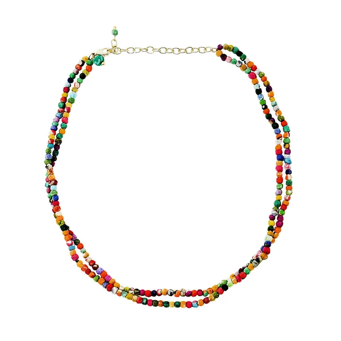 Necklaces Kantha Milieu Double Strand Necklace WorldFinds